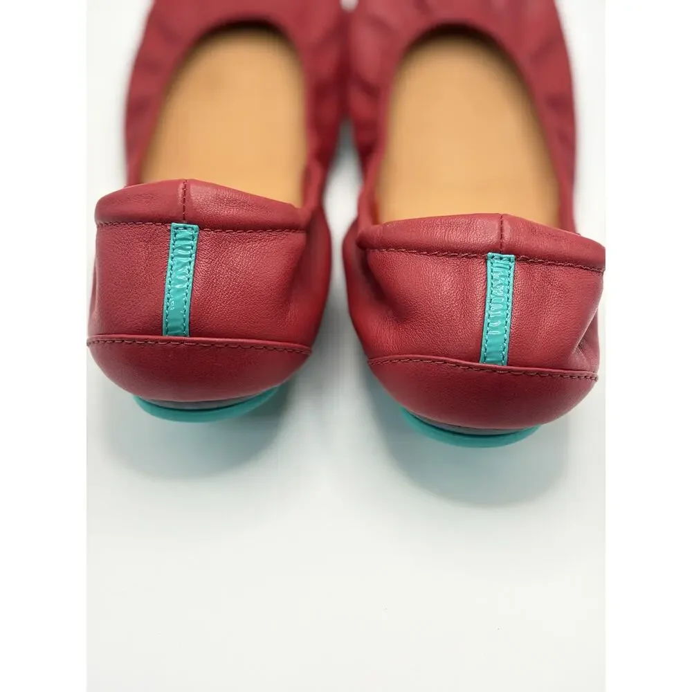 Tieks by Gavrieli Poppy Red Leather Ballet Flats Women's Size 8 Foldable Shoes